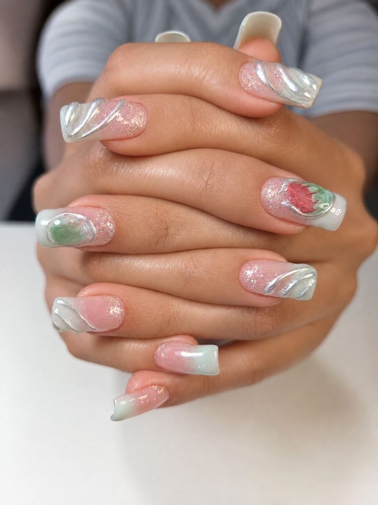 Princess Cut nail art at Nailura Diamond