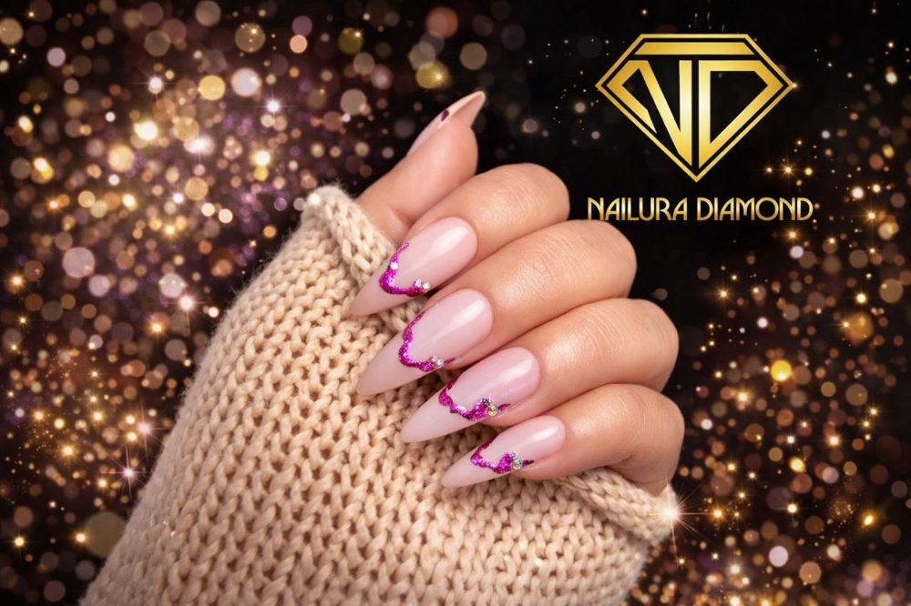 Round Cut nail design at Nailura Diamond